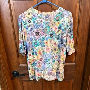 Johnny Was Janie Favorite Fitted Elbow Sleeve Tee Size L